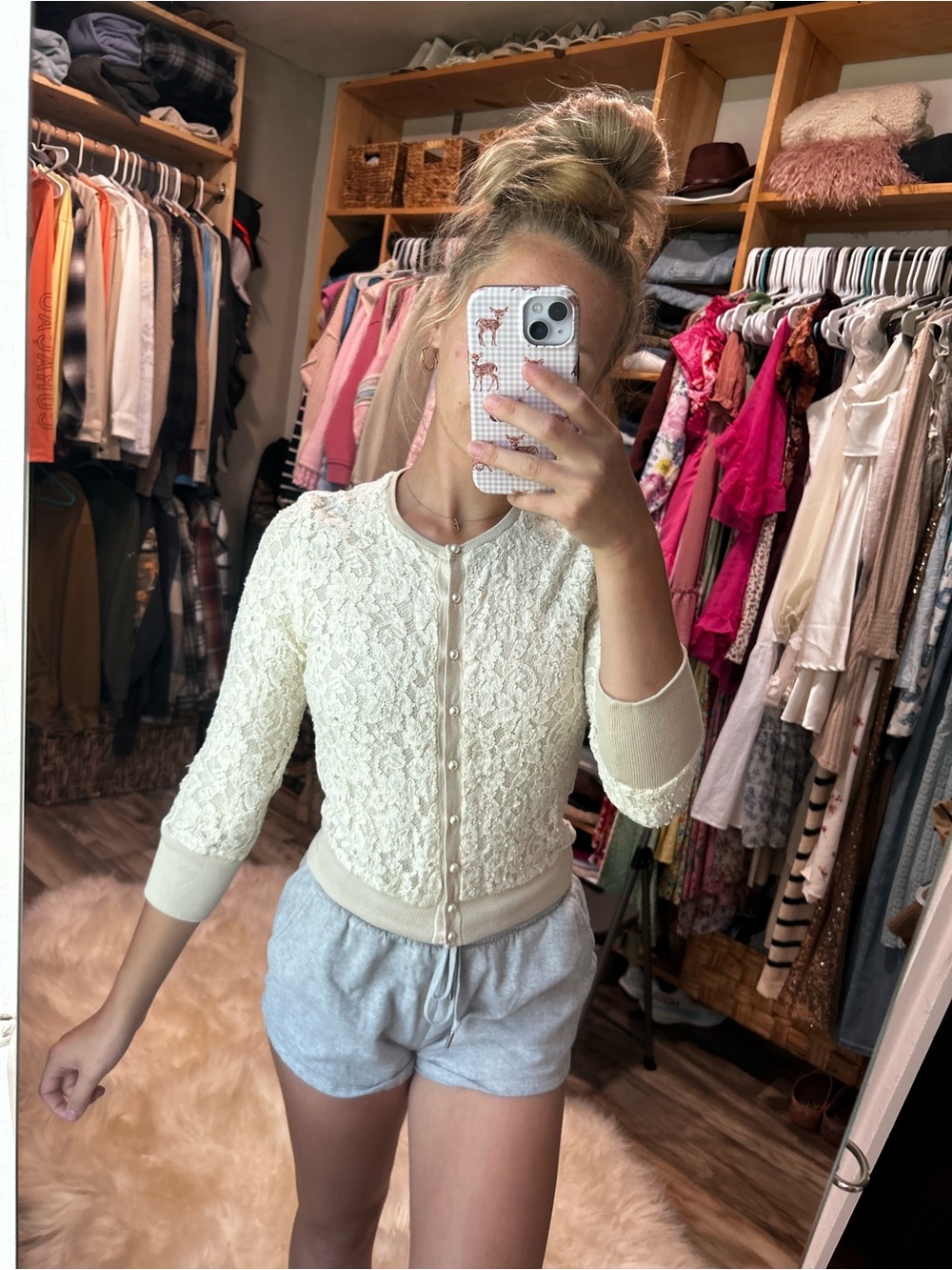 The Limited Beige Lace pearl Cardigan